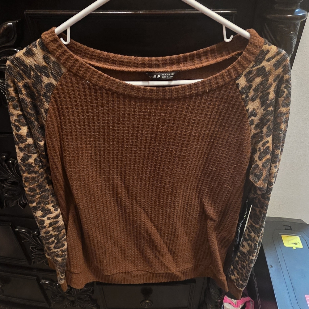 SHEIN Ribbed Brown Sweater